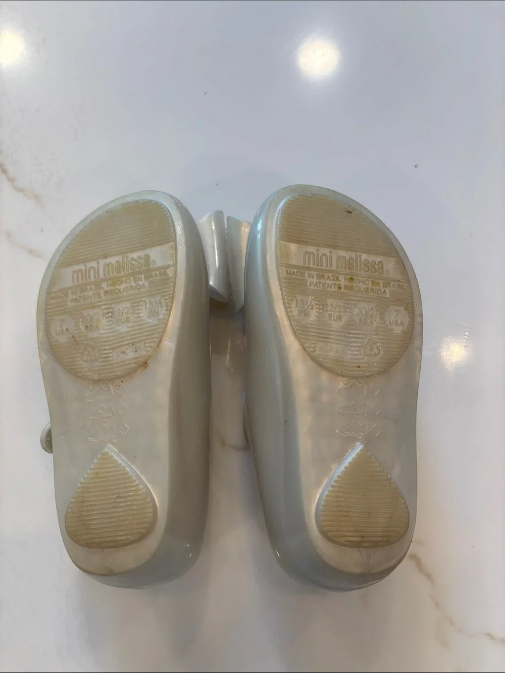 Mini Melissa White Mary Jane Shoes with Star & Bow Accent